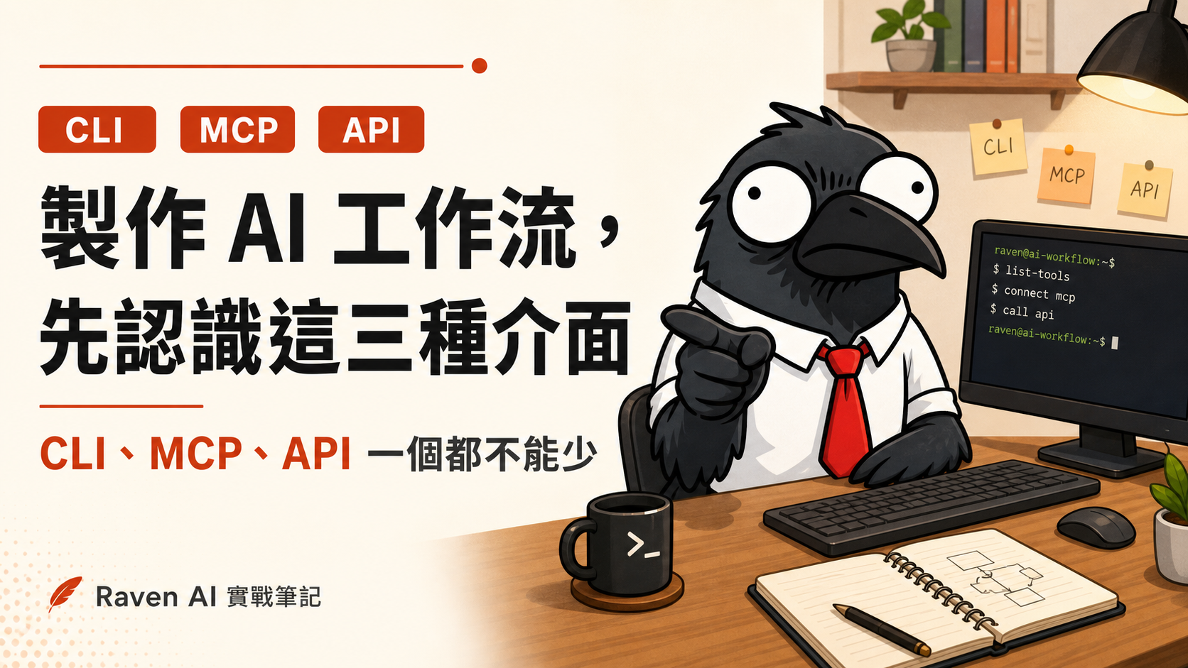 製作 AI 工作流一定要記住的三種文字介面：CLI、MCP、API